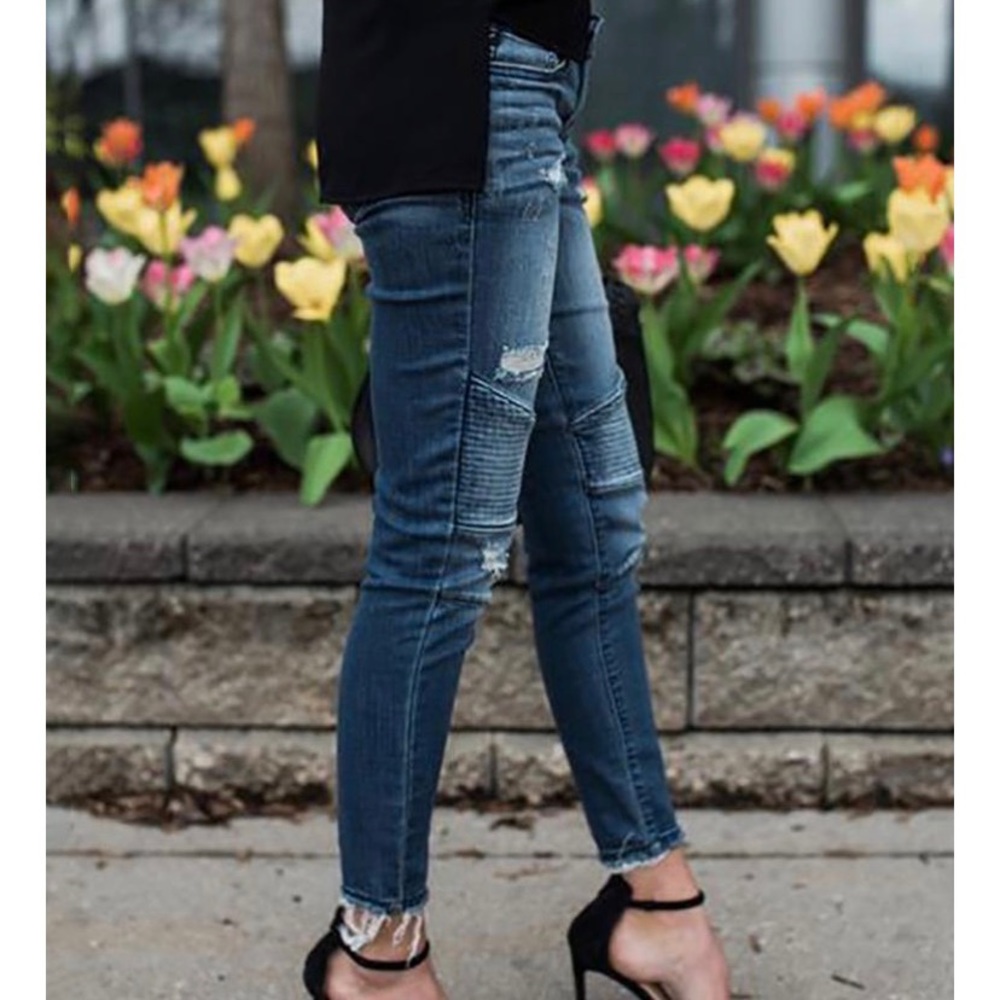 Moto Distressed Skinny Jeans - Picture 6 of 7